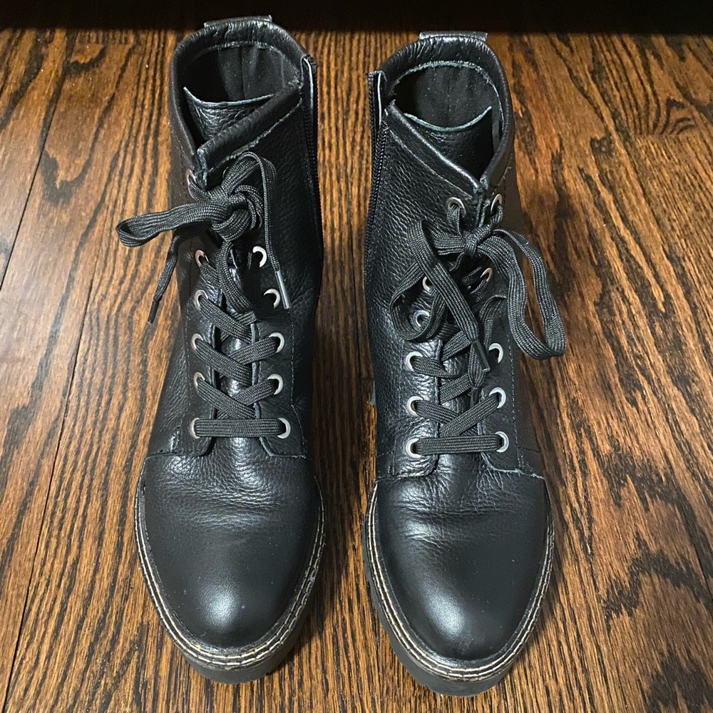 Nordstrom water resistant black combat boots